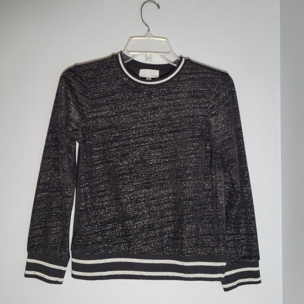 Rockets of Awesome Girls Black Silver Jersey Knit Sweater Size 10